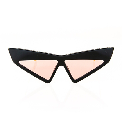 Pre-owned Gucci Authentic Hollywood Forever 0430 Black Pink Crystal Sunglasses Gg0430s 001