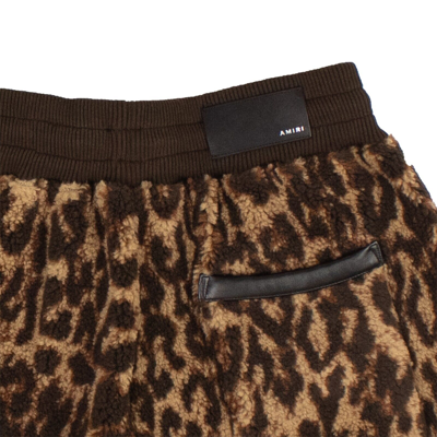 Pre-owned Amiri Brown Printed Leopard Fleece Shorts Size L $790