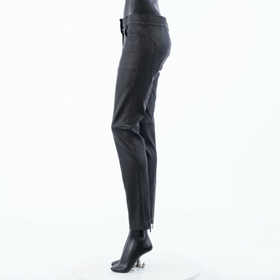 Pre-owned Givenchy 2200$ Skinny Pants Trousers In Black Nappa Leather
