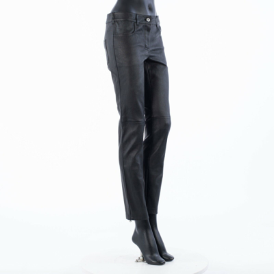 Pre-owned Givenchy 2200$ Skinny Pants Trousers In Black Nappa Leather