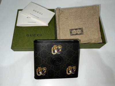 Pre-owned Gucci Brand Genuine -  Tiger Face Wallet. In Black