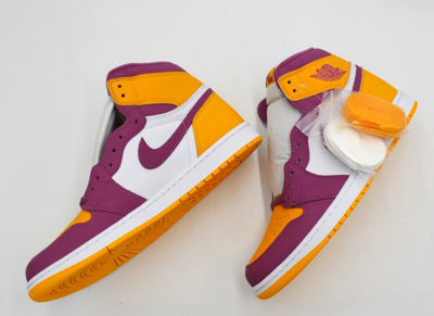 Pre-owned Jordan Air  1 Retro Og Men's Shoes Size 11.5 Brotherhood Lakers 555088 706 In Purple
