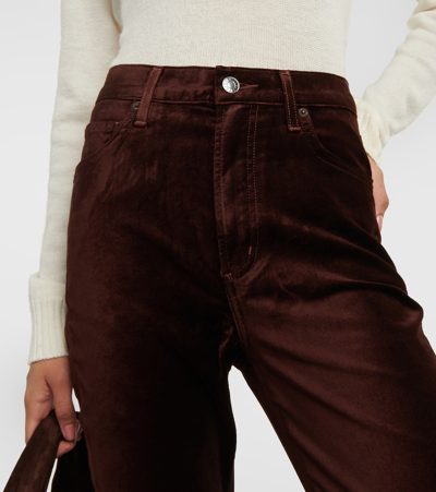 Shop Agolde Nico High-rise Slim Jeans In Brown