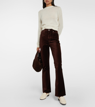 Shop Agolde Nico High-rise Slim Jeans In Brown