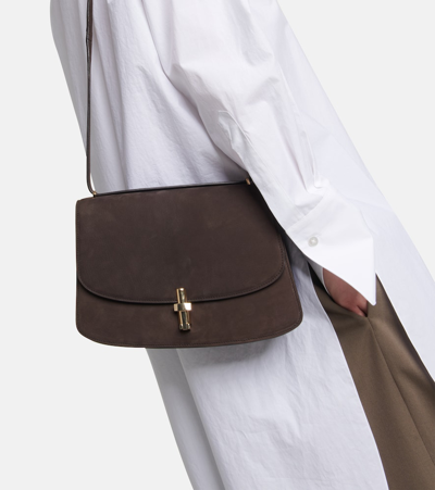 The Row Sofia 10 Suede Shoulder Bag In Brown