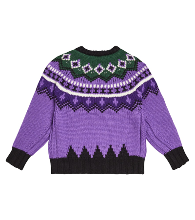 Shop Moncler Intarsia Wool-blend Sweater In Purple