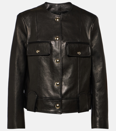 Khaite Laybin Leather Jacket Black In Black
