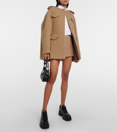 Prada Low-rise Velour Miniskirt In Brown