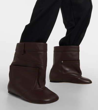 Shop Loewe Toy Leather Ankle Boots In Brown