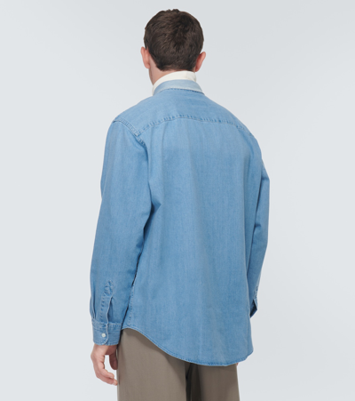 Shop Ami Alexandre Mattiussi Ami De Caur Denim Shirt In Blue