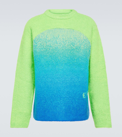 Shop Erl Rainbow Knitted Mohair-blend Sweater In Green