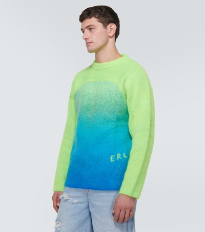 Shop Erl Rainbow Knitted Mohair-blend Sweater In Green