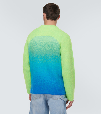 Shop Erl Rainbow Knitted Mohair-blend Sweater In Green