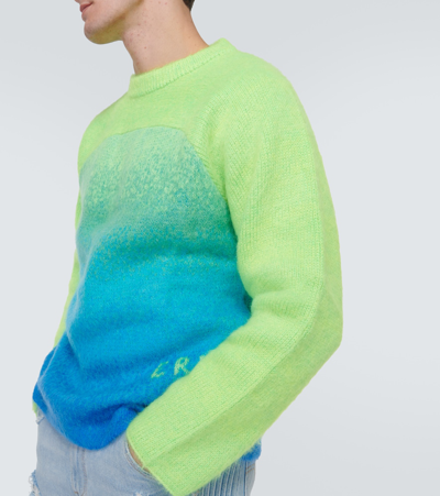 Shop Erl Rainbow Knitted Mohair-blend Sweater In Green