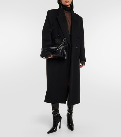 Saint Laurent Niki Medium Ysl Shopper Tote Bag In Crinkled Leather In Black