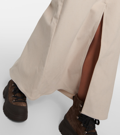 Shop Brunello Cucinelli Cotton Corduroy Maxi Skirt In Neutrals