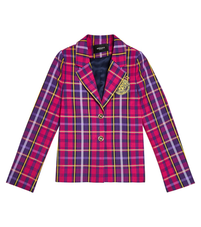 Shop Versace Checked Blazer In Multicoloured