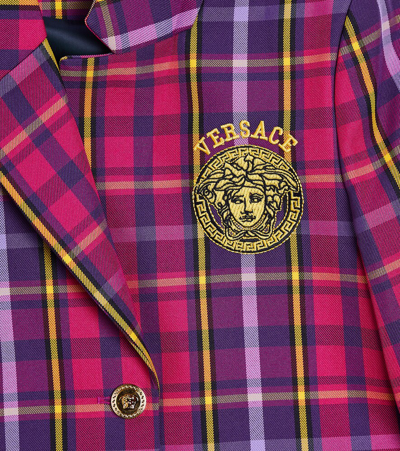 Versace Tartan Blazer In Multicoloured