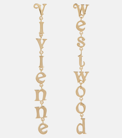 Shop Vivienne Westwood Raimunda Logo Drop Earrings In Gold