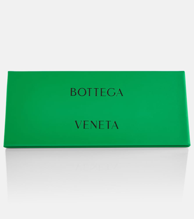 Bottega Veneta Black Bolt Stone-effect Rectangle-frame Sunglasses In Black