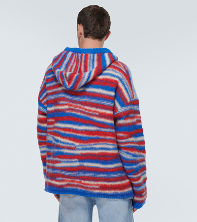 Shop Erl Gradient Knitted Oversized Hoodie In Multicoloured