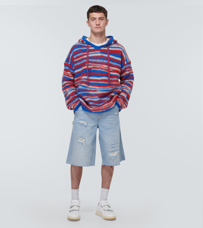 Shop Erl Gradient Knitted Oversized Hoodie In Multicoloured