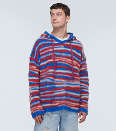 Shop Erl Gradient Knitted Oversized Hoodie In Multicoloured