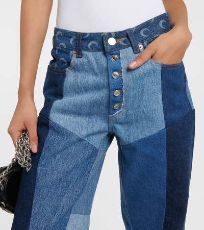 Shop Marine Serre Regenerated Wide-leg Jeans In Blue