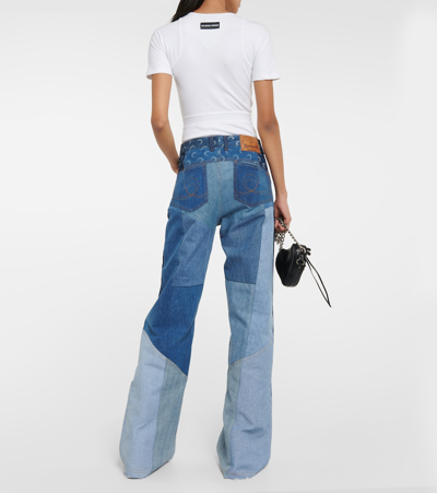 Shop Marine Serre Regenerated Wide-leg Jeans In Blue