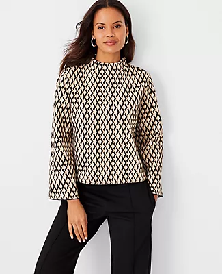 Pull Ann Taylor Col V Noir Effet Scintillant - Taille M, Mélange Soie, Occasion