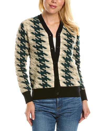 Shop Yal New York Houndstooth Cardigan In Green