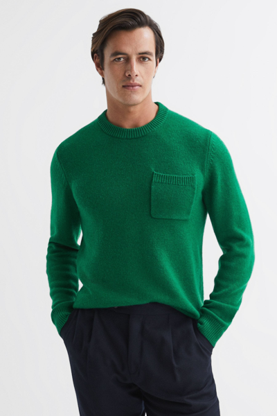 Shop Reiss Bright Green Stratford Wool Blend Chunky Crew Neck Jumper