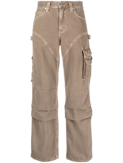 Shop Agolde Feather Maxi Cargo Jeans In Brown