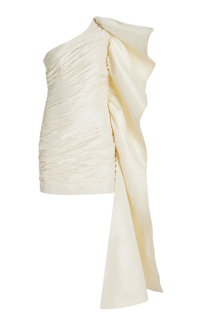 Shop Rachel Gilbert Marji Ruched Taffeta Mini Dress In White