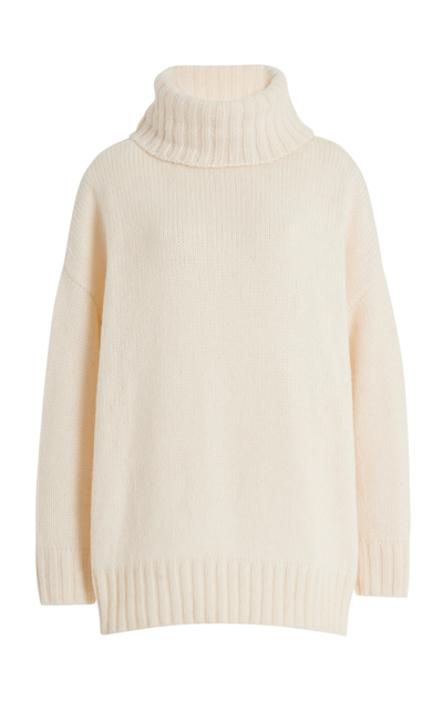 Shop Jenni Kayne Knit Alpaca Cocoon Turtleneck Sweater In Ivory