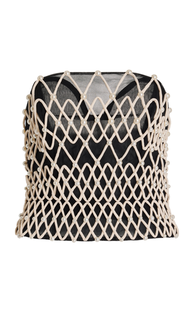 Shop Carolina Herrera Exclusive Embroidered Strapless Bustier Top In Black,white
