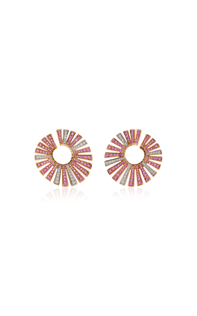 Shop Piranesi 18k Rose & White Gold Pink Sapphire; Diamond Earring