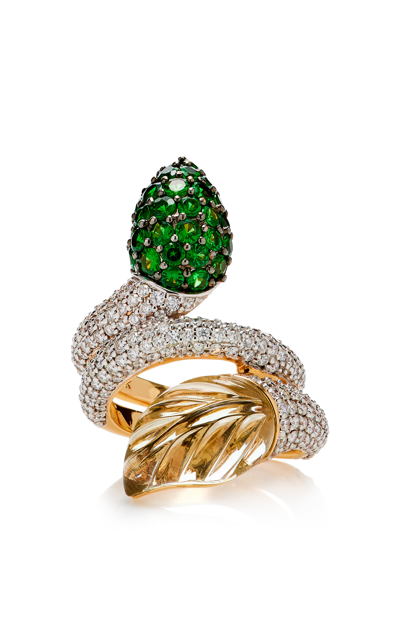 Shop Piranesi One Of A Kind 18k Rose Gold Amethyst; Tsavorite And Diamond Ring In Green