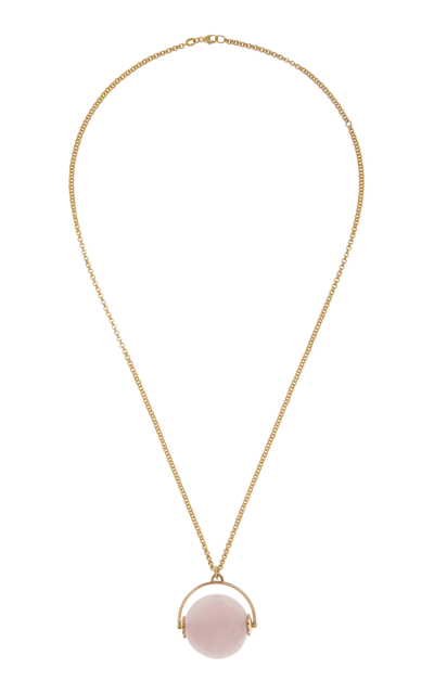 Shop Haute Victoire 18k Yellow Gold Venus Rose Quartz Necklace