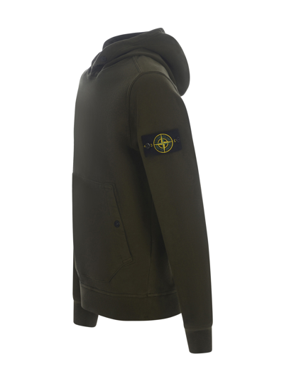 Stone Island Hooded Sweatshirt  In Verde Militare