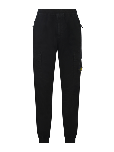 Stone Island Logo Patch Track Pants In Nero