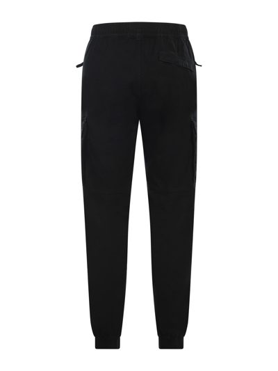 Shop Stone Island Cargo Trousers  In Nero