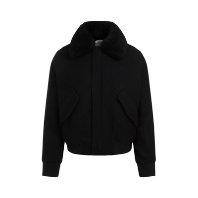Shop Ami Alexandre Mattiussi Ami Paris  Shearling Collar Jacket In Black