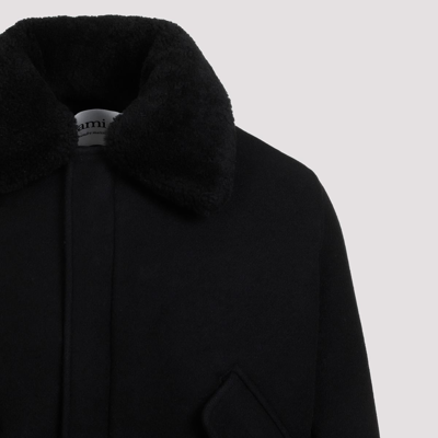 Shop Ami Alexandre Mattiussi Ami Paris  Shearling Collar Jacket In Black