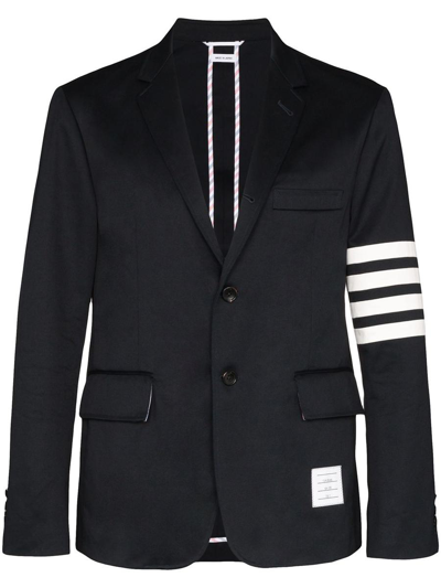 Shop Thom Browne Unconstructed Classic Sport Coat - Fit 1 - With 4bar In Cotton Twill Clothing In Blue
