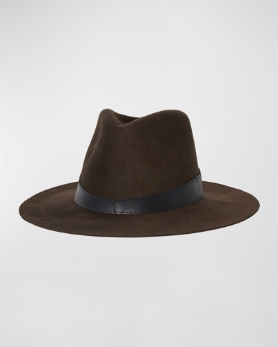 Shop Janessa Leone Raleigh Virgin Wool Fedora In Dark Brown