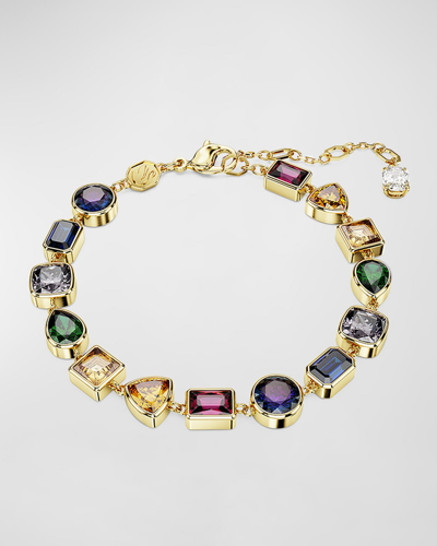 Shop Swarovski Stilla Gold-plated Mix-cut Crystal Bracelet In Gold Multi