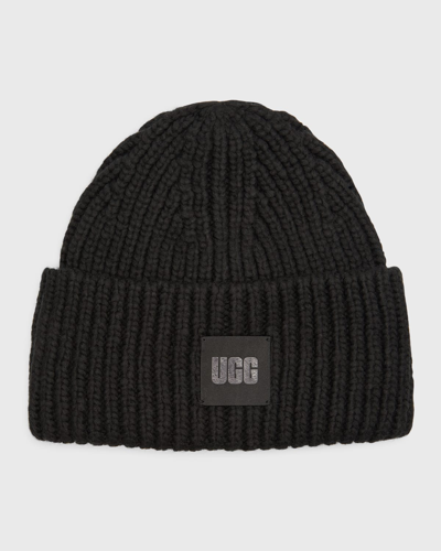 Shop Ugg Men's Chunky-knit Logo Beanie Hat In Black Multi