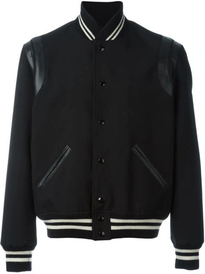 Saint Laurent Gabardine And Leather Teddy Jacket