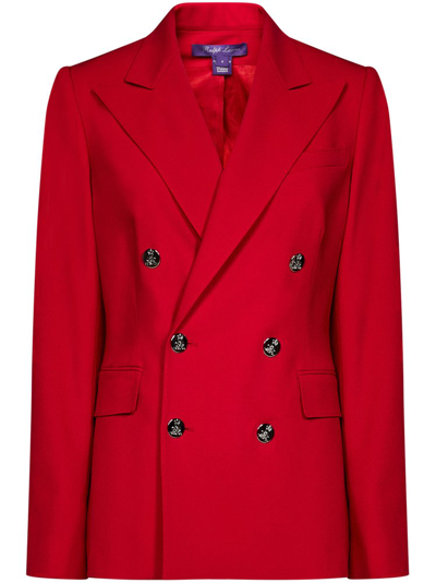 Shop Ralph Lauren Double Breasted Tailored Blazer In Red